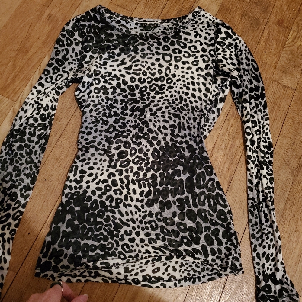 Express Leopard Print Sheer Light Sweater